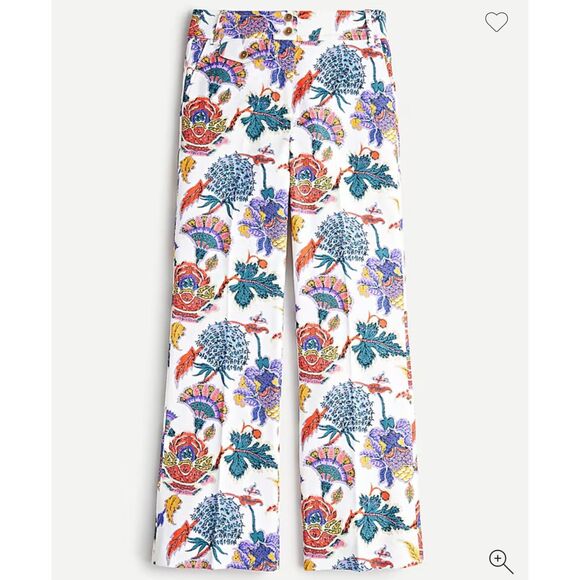 J. Crew Kickout Crop Pant in Paisley Floral Trouser Style AM991 Size 00 - Picture 1 of 10